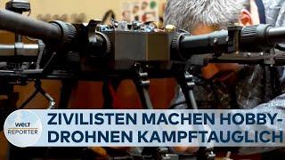 DROHNEN IM UKRAINE-KRIEG: Tech-Tüftler bauen Hobby-Drohnen in Kriegswaffen um | WELT Reporter