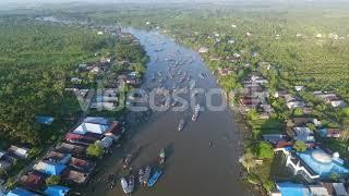 Aerial View of Lok Baintan Floating Market | #VideoStock