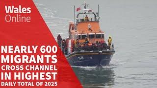 Nearly 600 migrants cross Channel in highest daily total of 2025