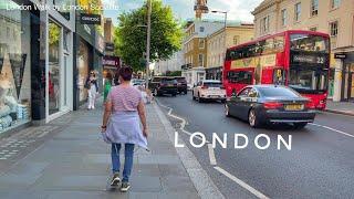 Chelsea London Walk on a Hot Summer Day, Walking London Sloane Square, King's Road, Kensington [4K]