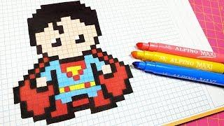 Handmade Pixel Art - How To Draw Superman  #pixelart