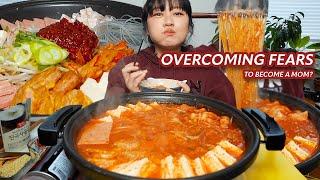 BuddaeJjigae (SPAM STEW) Real Mukbang @ 33/34 Weeks Pregnancy!