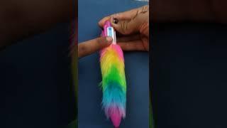 my new rainbow fur  colourful pen in one  review #fury#rainbow #kpopcrafty #shorts