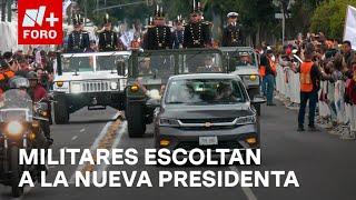 Vehículos militares escoltan a Claudia Sheinbaum a Palacio Nacional - Las Noticias