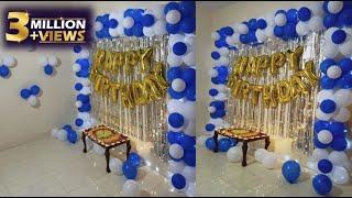 Simple & Easy Birthday Decoration Ideas at Home l Blue & White Theme Birthday Decoration...