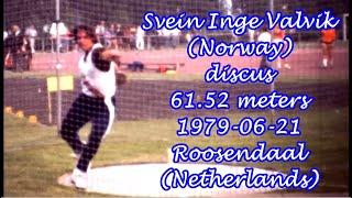 Svein Inge Valvik (Norway) discus 61.52 meters 1979-06-21 Roosendaal Netherlands