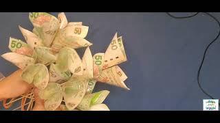 how to fold bills for money bouquet