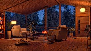 Cozy Cabin Fireplace & Rain Ambience - 12 Hours - 4K Ultra HD