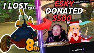 DONATING TO STREAMERS if I LOSE in Mario Kart 8 Deluxe