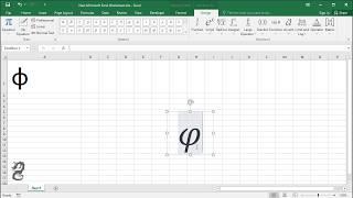 How to insert phi symbol in Excel