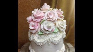 Buttercream Rose Wedding Cake / Cake Decorating