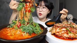 갓 담근 겉절이에 얼큰한 칼국수 한그릇 먹방Kalguksu & fresh kimchiMukbang ASMR