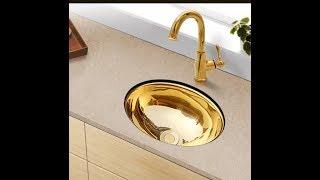 Good Gold kitchen Oval Sink and Golden Brass Faucet mixer