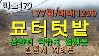 싼땅/김천시 지례면 싼 시골땅/177평,매매1200만원/국유지 접한 묘터 텃밭으로 좋은 촌땅