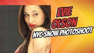 Evie Olson NYC Snow photoshoot BTS