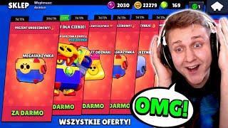 WIELKI OPENING CAŁEGO DARMOWEGO SKLEPU w BRAWL STARS! *11 RZECZY ZA DARMO* (Mega Boxy, Skin i inne!)