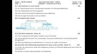 Class 7 History & Civics Question paper | Second Unit Test - 2024 | #modelquestionpaper