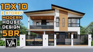 10X10 2 STOREY HOUSE DESIGN (100SQM) 5 BEDROOM