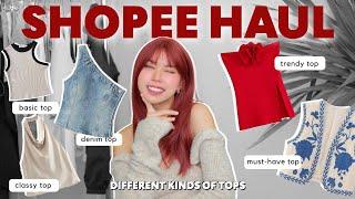 SHOPEE HAUL: BEST TOPS 2023 (basic, classic, denim, trendy & must have tops)