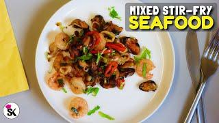 Mixed Seafood Stir fry Recipe | Shrimp | Squid | Mussels | Easy and Tasty 5 min Recipe