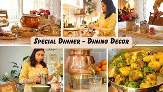 Cooking Special Dinner - Dining Table Decor Idea - New Brass & Copper Cookware