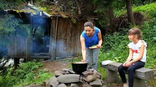 100 Year Old Abandoned HUT in the Mountains — Campfire Cooking