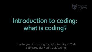 Introduction to coding: what is coding?