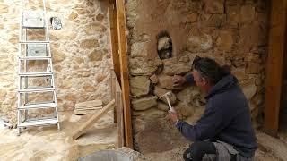 Preparing the old stone walls for reconstruction - Renovation of an old Spanish Finca