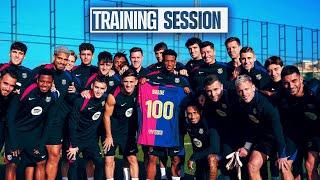 BALDE CELEBRATES his 100 GAMES with his teammates | FC Barcelona Training 