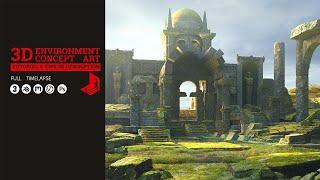 Ruined Temple • 3D Environment concept art • PROCESS TIMELAPSE • 3dsMax/VRay/Blender