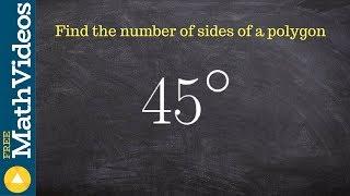 Given one exterior angle, learn how to find the number of sides of a polygon ex 2