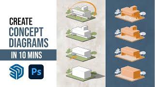 Architectural Concept Diagrams | FAST & EASY | Sketchup + Photoshop