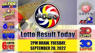 Swertres|3D and EZ2|2D Lotto 2PM Draw, Tuesday, September 20, 2022