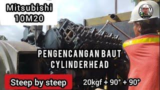 mengencangkan baut cylinderhead engine 10V. #mitsubishi 10M20