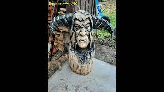 Woodcarving of a DEMONIC face#wood #woodworking #carving #sculpture #handmade #foryou