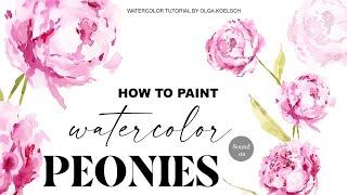 Easiest Painting of Watercolor Peony (Beginner-friendly lesson)