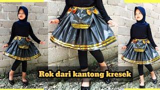 MEMBUAT KOSTUM KARNAVAL DARI KANTONG PLASTIK KRESEK UNTUK HUT 17 AGUSTUS | MEMBUAT ROK DARI PLASTIK