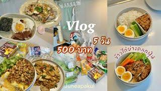 Vlog ทำอาหาร 5 วัน 500 บาท,ทำเมนูง่ายๆ,ข้าวไก่ย่างคลุกฝุ่น,น้ำพริกอ่องหมูสับ,หมูมะนาว‍🟩 ep.6