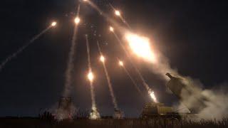 Multiple Launch Rocket System at Night - Powerful MLRS Firing Drill - Military Simulation - ArmA 3