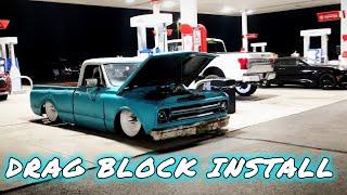 Installing drag blocks on my slammed C10 to light up the night time cruising