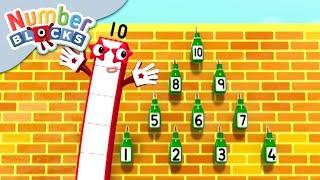 @Numberblocks- How Many Green Bottles on the Wall? | Learn to Count