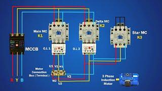 Star Delta Starter Power Wiring Diagram | 3 Phase Motor Star Delta Power Connection