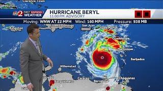 Hurricane Beryl upgraded to catastrophic Category 5