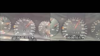 W201 190E 3.0 vs 2.6 after and before engine swap acceleration on german Autobahn Speedo Tacho