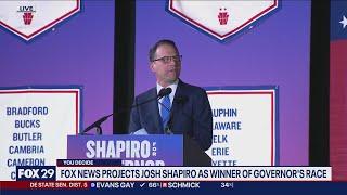 Josh Shapiro addresses supporters as FOX News calls Pennsylvania gubernatorial race for the democrat