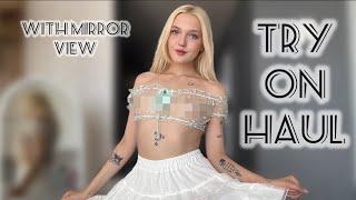 4K AMAZING TRANSPARENT TOP I ONE PIECE TRY-ON HAUL WITH MIRROR VIEW I FANAT ️