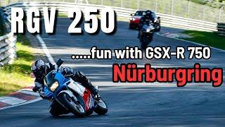 Nürburgring Nordschleife motorbike - 1992 Suzuki RGV 250 fun lap with GSX-R 750 K4