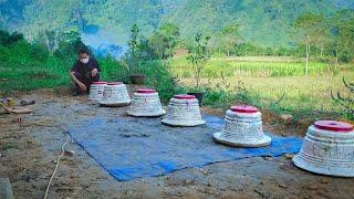 Country boy makes flower pots by hand using Craft method and then paints them all | Single Old Man