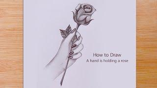 How to draw A hand is holding a rose || pencil sketch || Valentine's Day special drawing