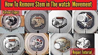 How To Remove Stem in The Watch Common Movement | Watch Repair Channel